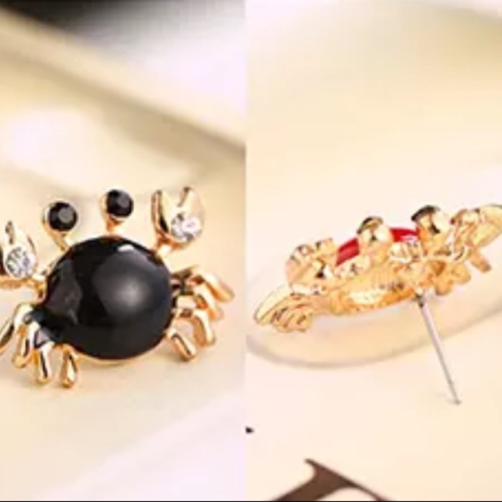 🦀 Statement Crab Earrings- black - Picture 2 of 3